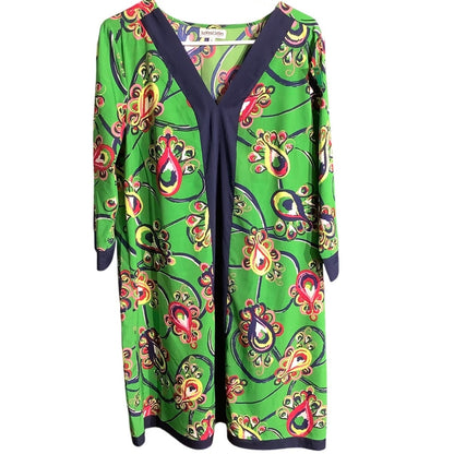 Buckhead Betties Green Floral Sheath Dress Women’s LG – Resort, Boho, Cover-Up