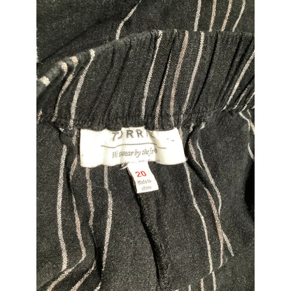 TORRID Pants 20 Black White Striped Linen Blend Cropped Pinstripe Pull On Wide