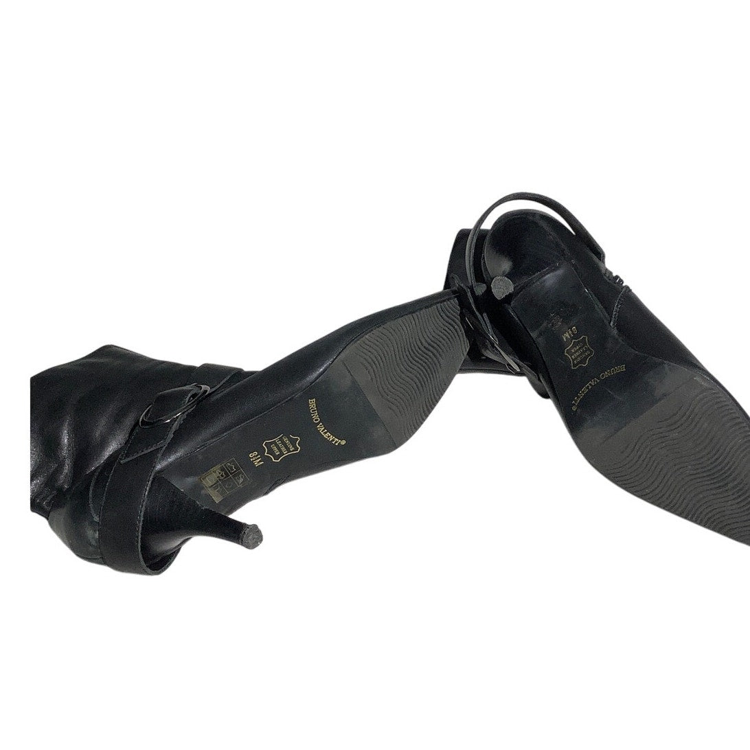 Bruno Valenti Black Leather Ankle Boots Women’s 8.5M — Chic, Dressy, Classic