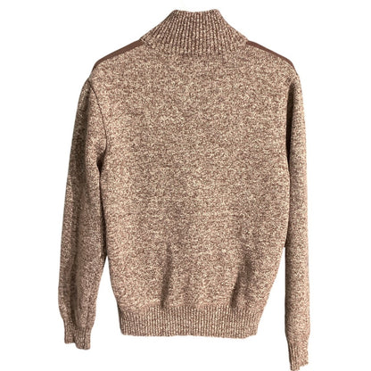 Buffalo David Bitton Men’s Brown M Full Zip Sweater – Rustic, Quilted, Flannel