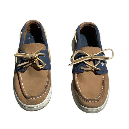 Sperry Top-Sider Child Size 12.5M Tan/Blue Leather — Nautical, Casual, Preppy