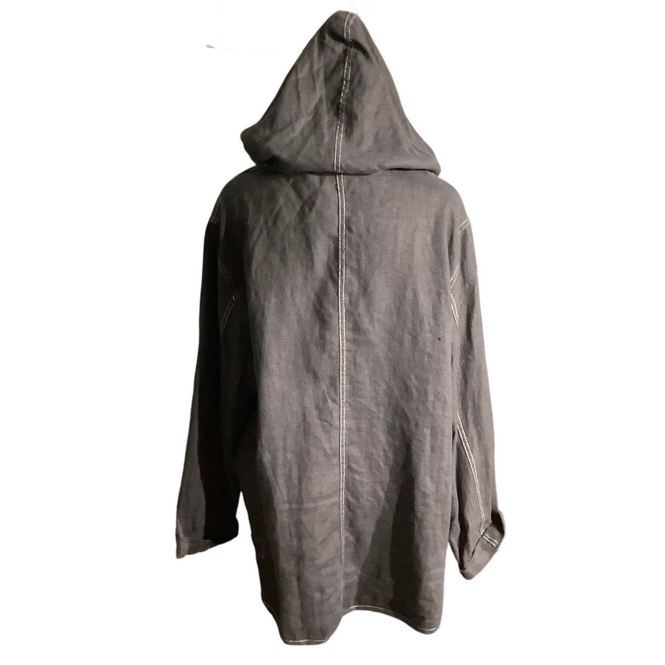 Chico’s Black Linen Zip Hoodie Women’s 8 — Casual, Minimalist, Layering