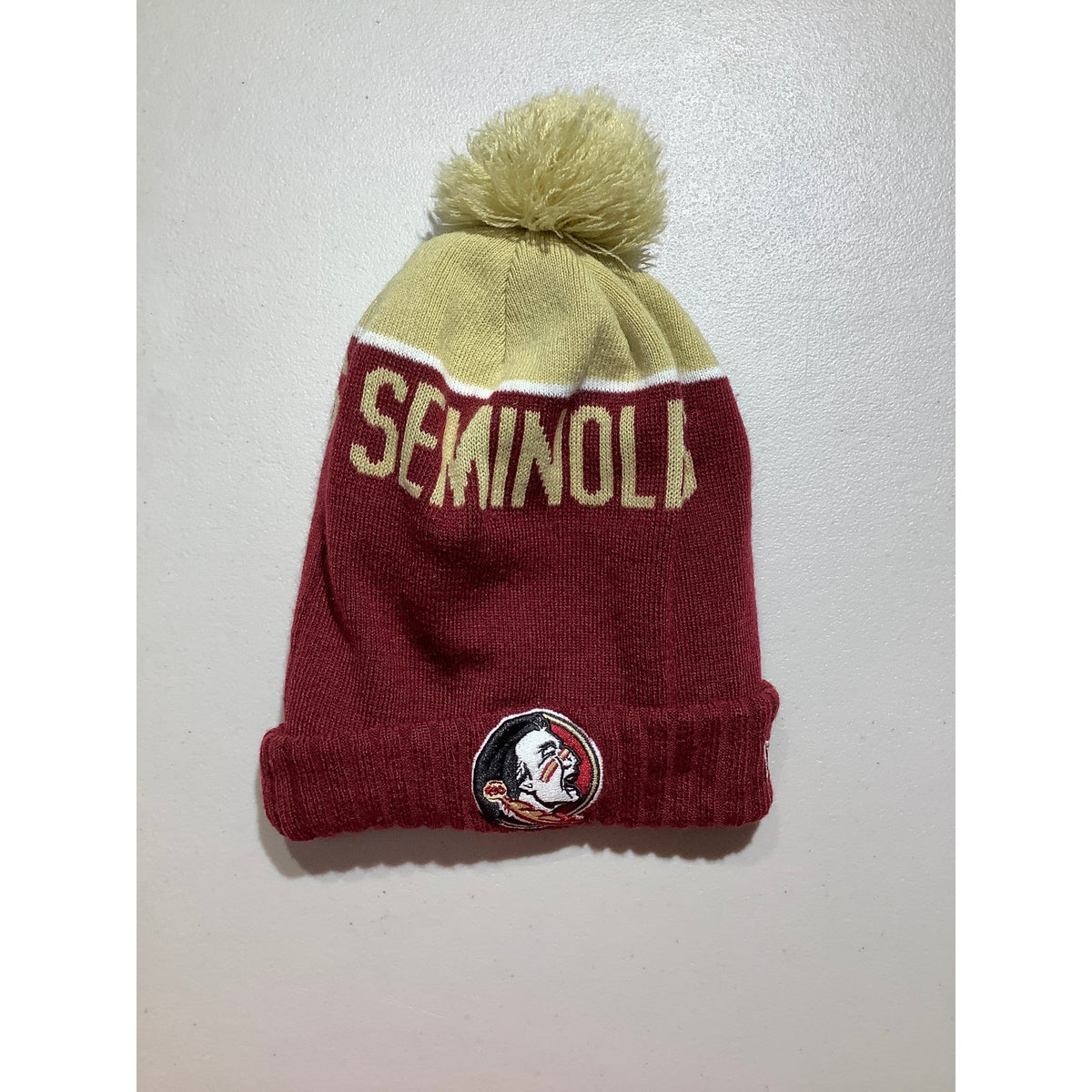 New Era Florida State Seminoles One Size Football Knit Pom Beanie Hat