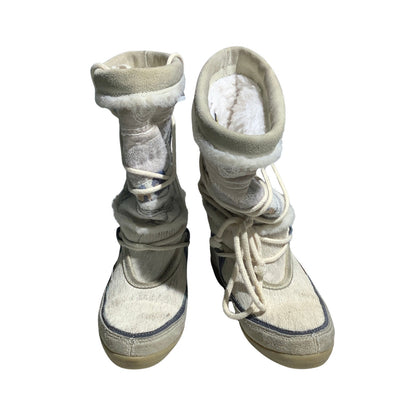 Vintage Tecnica Après Ski Fur Boots Ivory Women’s 5 — Retro, Winter, Alpine