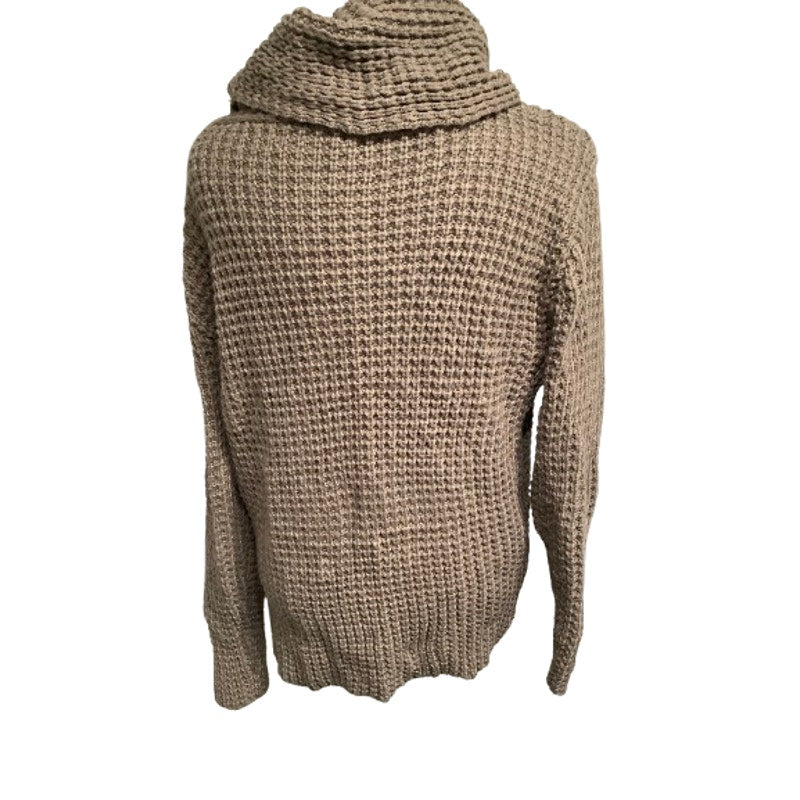 Zenana Brown Waffle Knit Turtleneck Sweater Small Cozy, Tunic Style, Minimalist