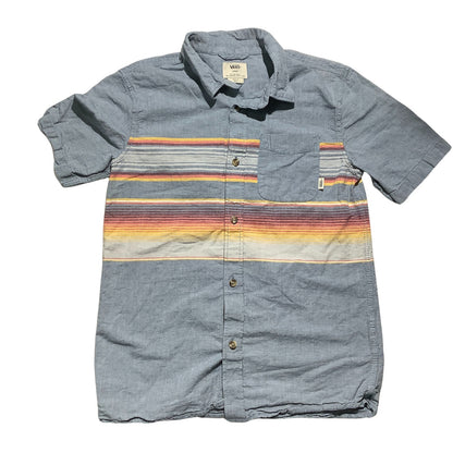Vans Striped Button-Down Shirt Youth Size L — Short Sleeve, Collared, Casual