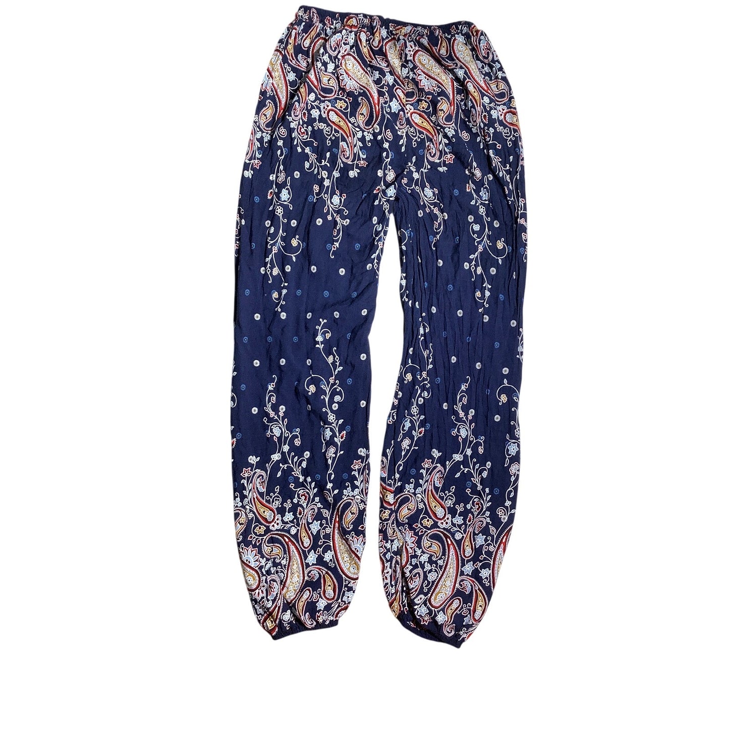 SHEIN Boho Floral Pants Women XL — Elastic Waist, Lightweight, Relaxed Fit