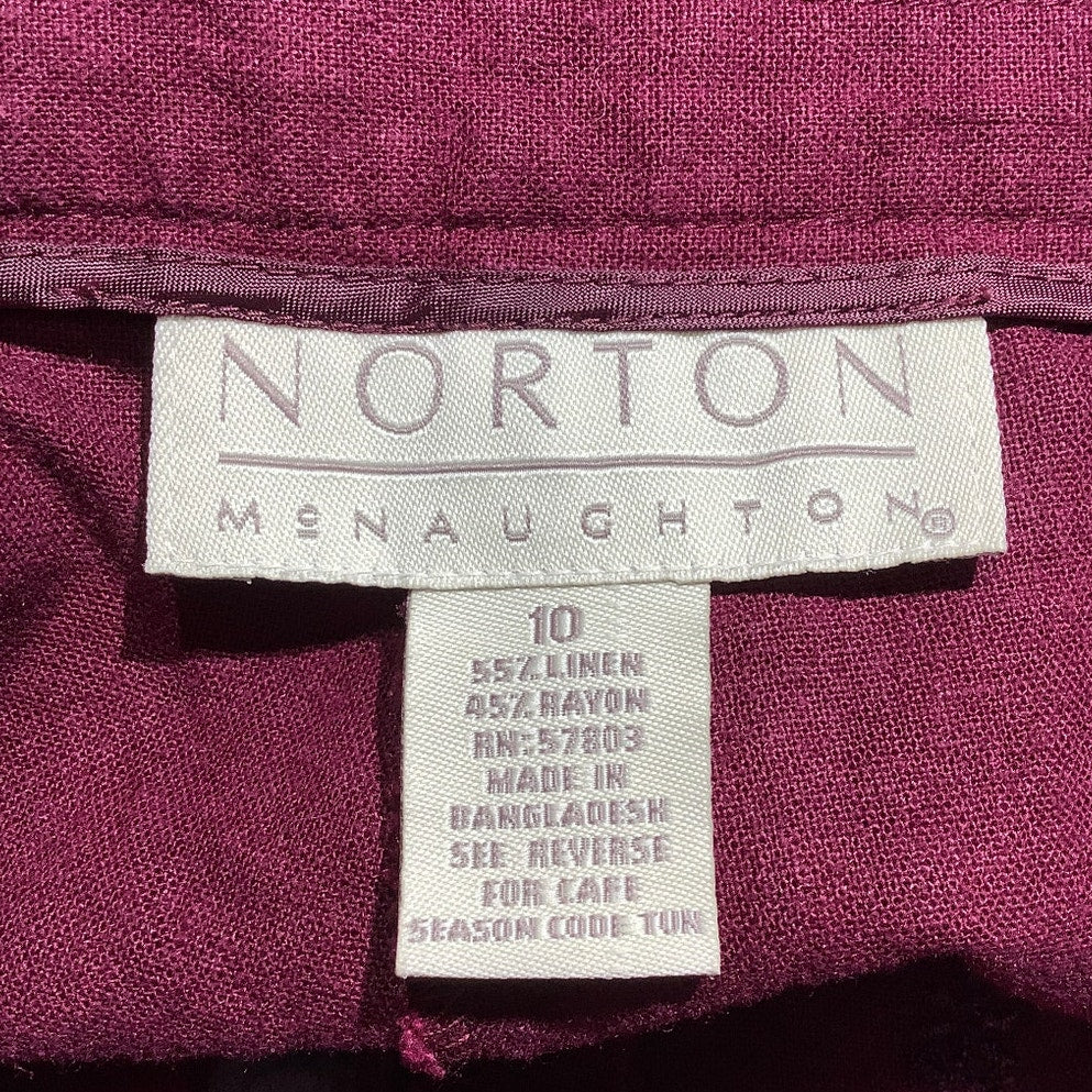 Norton McNaughton Cropped Pants Women's Size 10—Embroidered, Linen Blend, Casual
