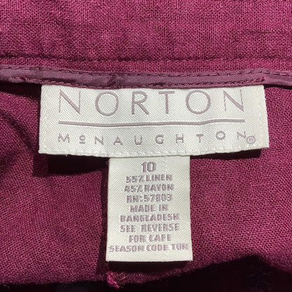 Norton McNaughton Cropped Pants Women's Size 10—Embroidered, Linen Blend, Casual
