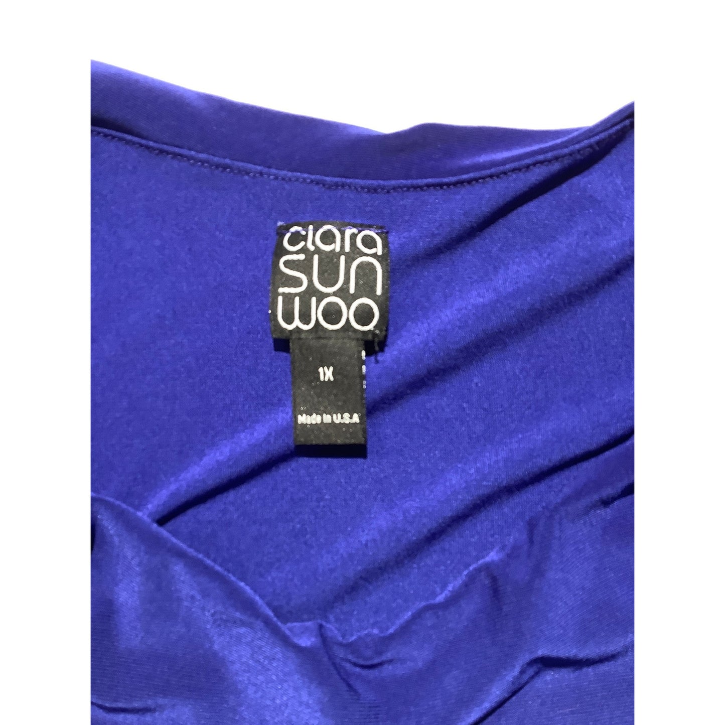 Ciara Sun Woo Bright Blue Blouse Women’s Size 1X – Drape, Stretch, Elegant