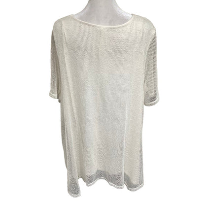 Catherines NWT Cream Double-Layered Lace Overlay Shirt 1X  Boho, Feminine