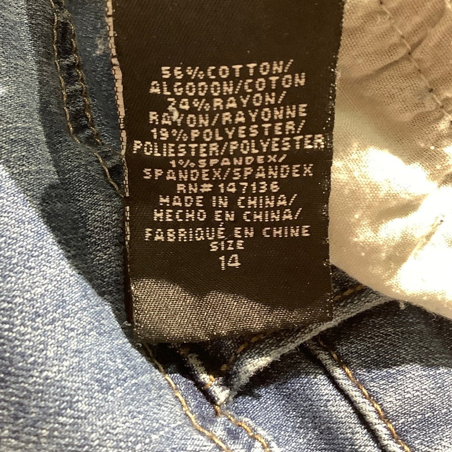 1822 Denim Blue Distressed Raw Hem Jeans Women’s 14 — Y2K, Casual, Edgy