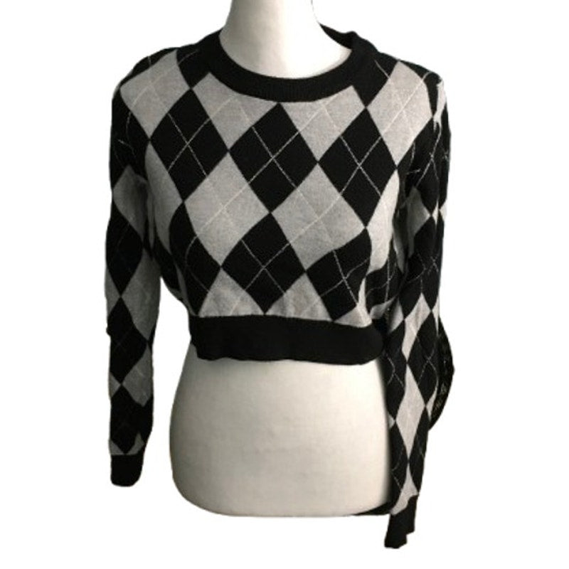 Streetwear Society Argyle Cropped Sweater Size XS - Preppy, Y2K, Baddie