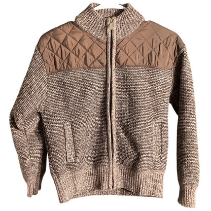 Gioberti Brown Knit Full Zip Cardigan Boys Size 12 — Warm, Stylish, Comfortable
