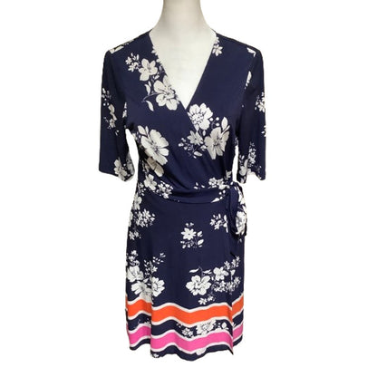 Vince Camuto Dress Blue Multicolor 8 Bold Floral Elegance Teacher Office Siren