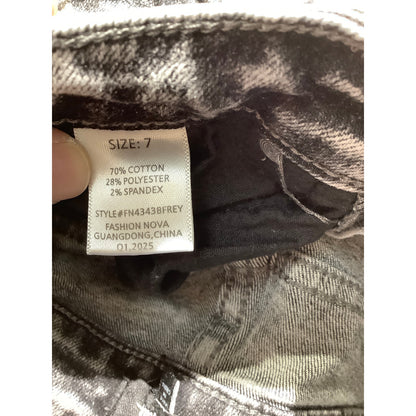 Nova Kids Black Gray Acid Wash Jeans Child Size 7 — Distressed, Bootcut, Trendy