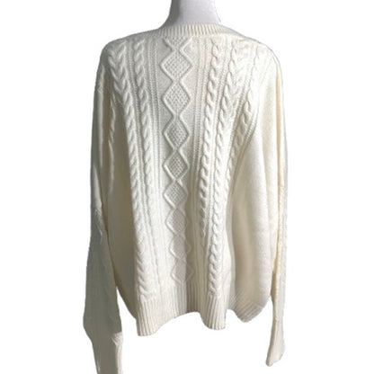 The Drop Waylon Sweater Whisper White Women’s 5X — Cable Knit, Oversized, NWT