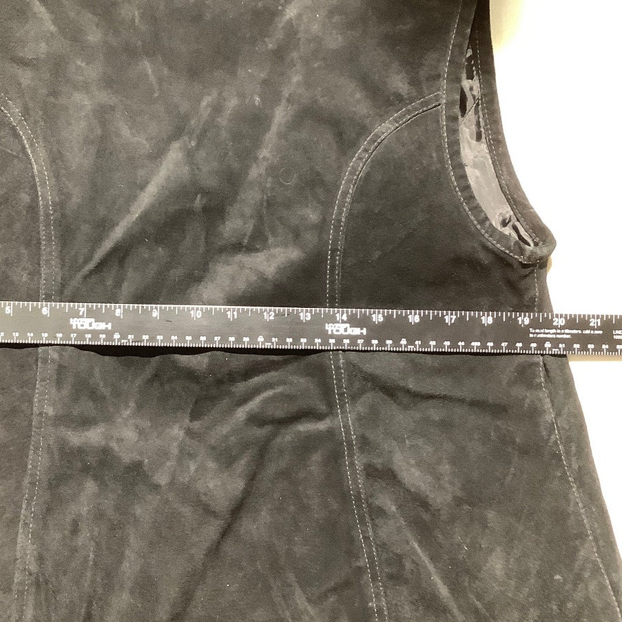 Hip Black Leather Vest Women’s Size Large – Boho, Festival, Tie-Front