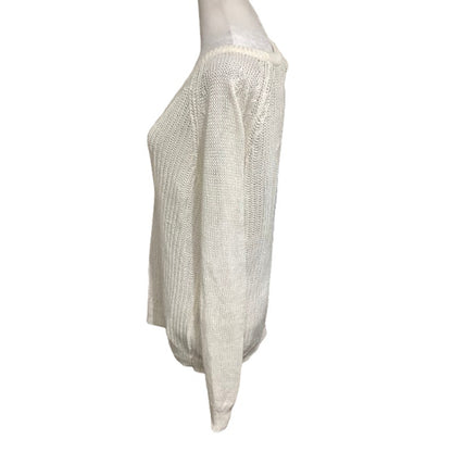 Loft Cream Linen Knit Sweater, Size S – Minimalist, Cozy, Lightweight