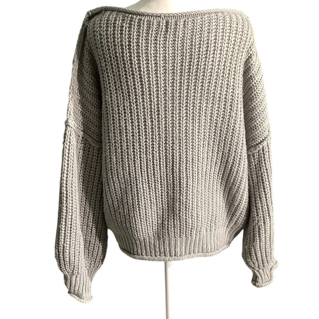 POL Light Gray Chunky Knit Sweater Women’s Size Small — Oversized, Cozy, Boho