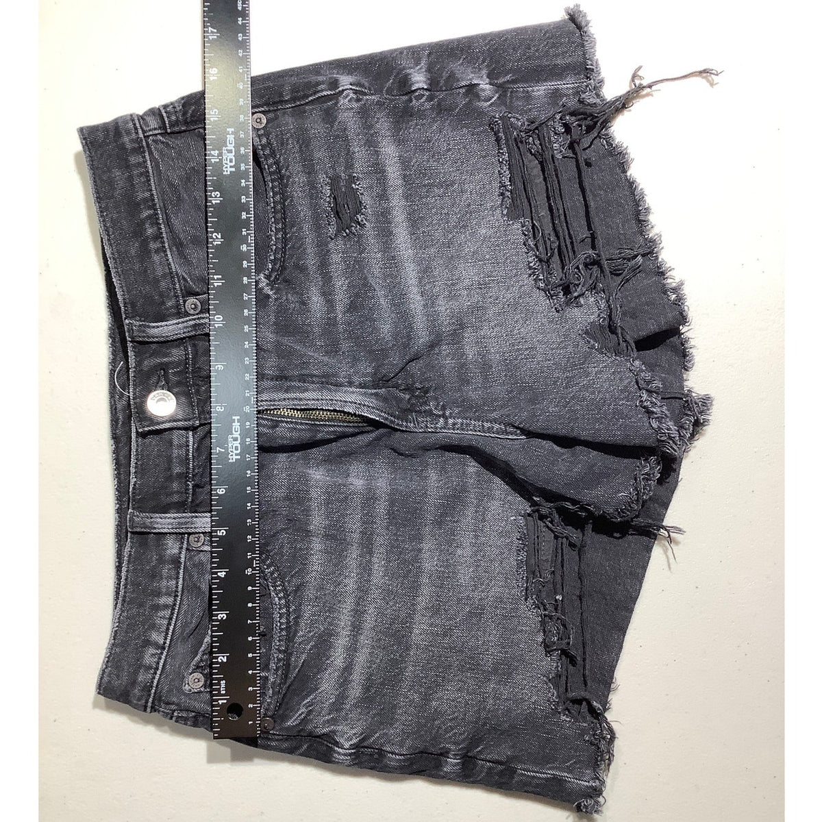 American Eagle Women's 6 Black Distressed Stretch Cutoff Denim Shorts