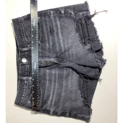 American Eagle Women's 6 Black Distressed Stretch Cutoff Denim Shorts