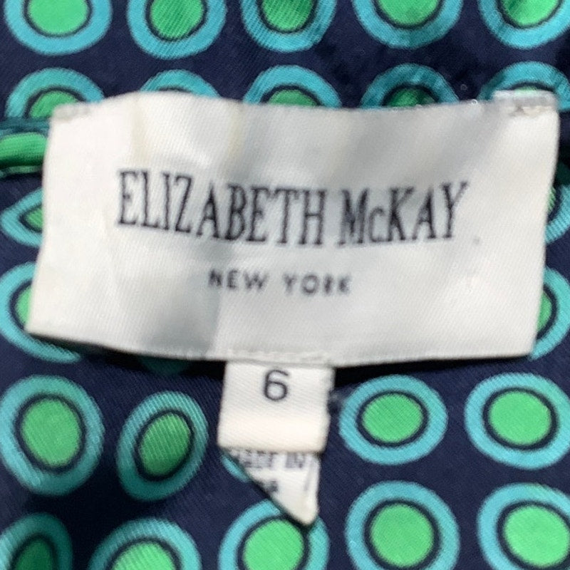 Elizabeth McKay Silk Blouse Women’s Size 6 – Geometric, Ruffled, Vibrant