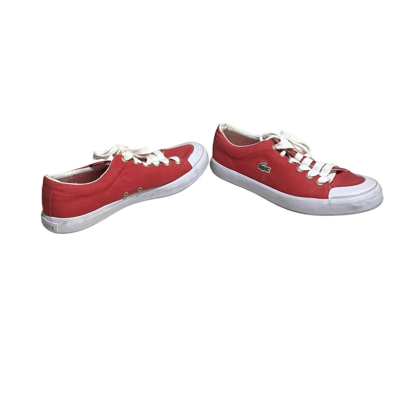Lacoste Red White Canvas Sneakers Size 8 — Casual, Preppy, Streetwear