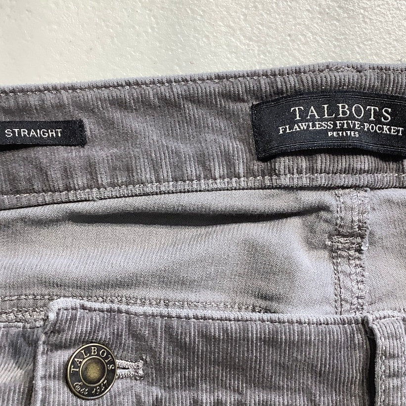 Talbots Light Gray Corduroy Pants Women’s 16P - Soft, Casual, Flawless Fit