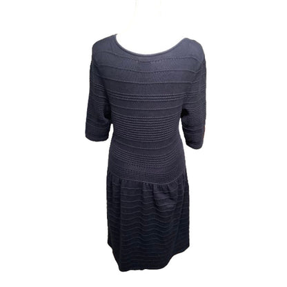 Vince Camuto Dress M Navy Knitted Texture Knee-Length Classic Elegant Teacher