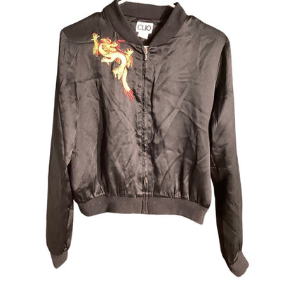 Clio Gold Dragon Silk Jacket Youth Size M — Embroidered, Satin, Statement