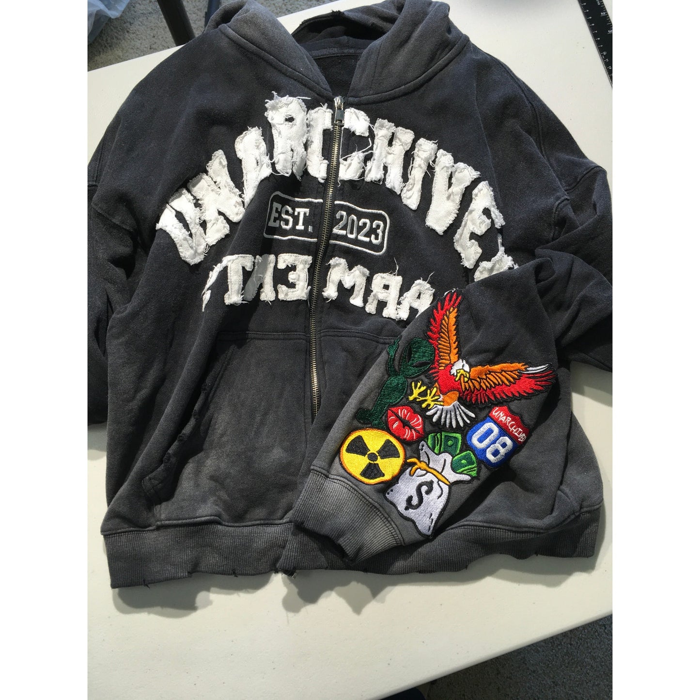 Unarchived Garments Zip Hoodie Size M - Grunge, Streetwear, Edgy, Alternative