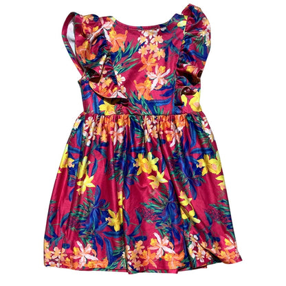 Tommy Bahama Toddler Floral Dress Size 3T — Ruffle Sleeve, Tropical, Vacation