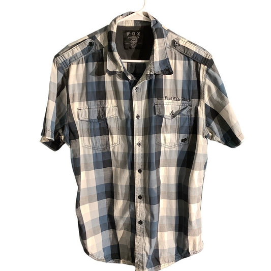 Fox Racing Kid’s Button up Shirt Size XL — Plaid, Collared, Short Sleeve