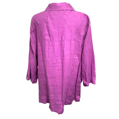 Tahari Purple Linen Tunic Size 1X - Boho, Elegant, Minimalist