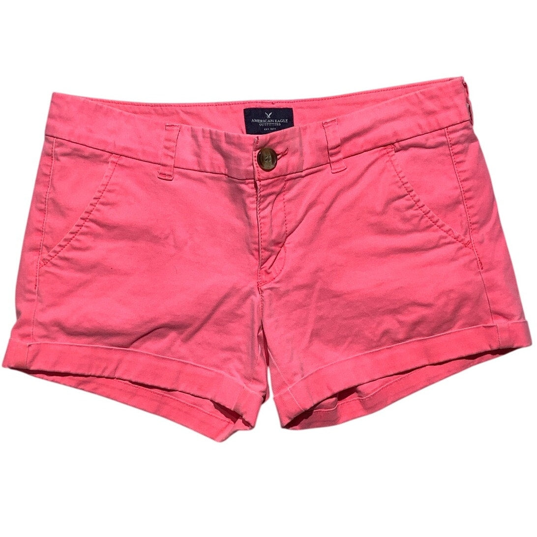 American Eagle Electric Pink Midi Chino Shorts Women’s 6 — Preppy, Y2K, Summer