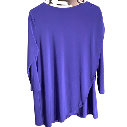 Ciara Sun Woo Bright Blue Blouse Women’s Size 1X – Drape, Stretch, Elegant