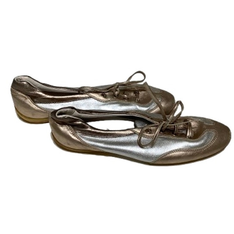 Tod's Made in Italy Silver & Rose Gold Ballet Slippers 7 Luxury, Elegant, Chic