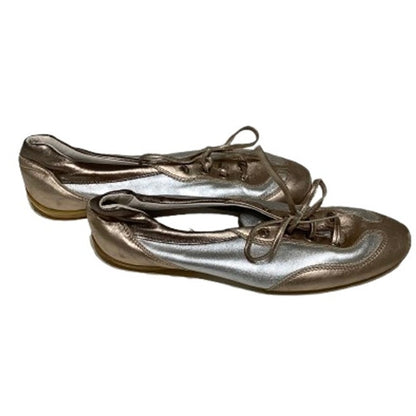 Tod's Made in Italy Silver & Rose Gold Ballet Slippers 7 Luxury, Elegant, Chic