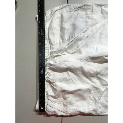St Tropez White Wide Leg Linen Pants Size L - Resort, Boho, Relaxed