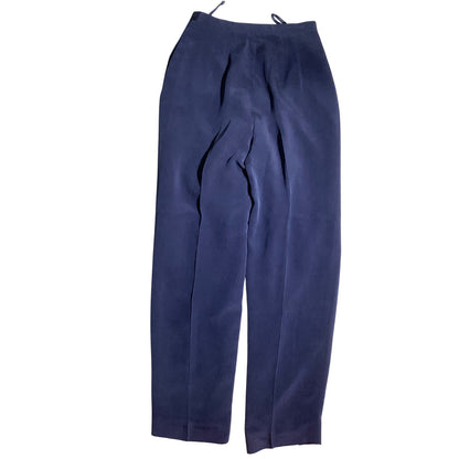 Travis Ayers Navy Blue Silk Dress Slacks Women 4 — Luxury, Classic, Formal