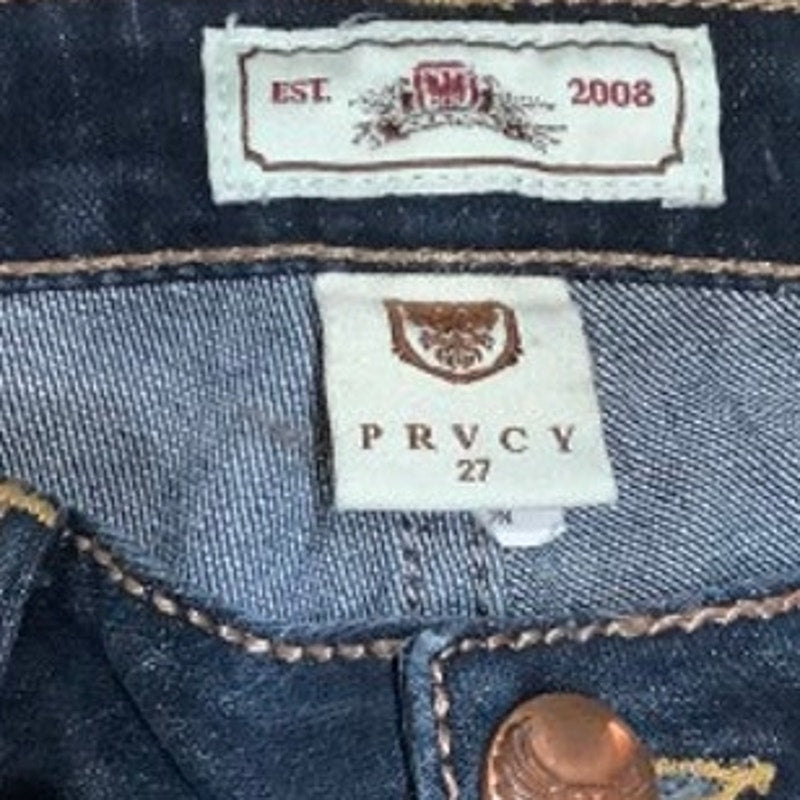 PRVCY Denim Jeans - Dark Wash - Sz 27 - Straight Leg, Retro, Streetwear