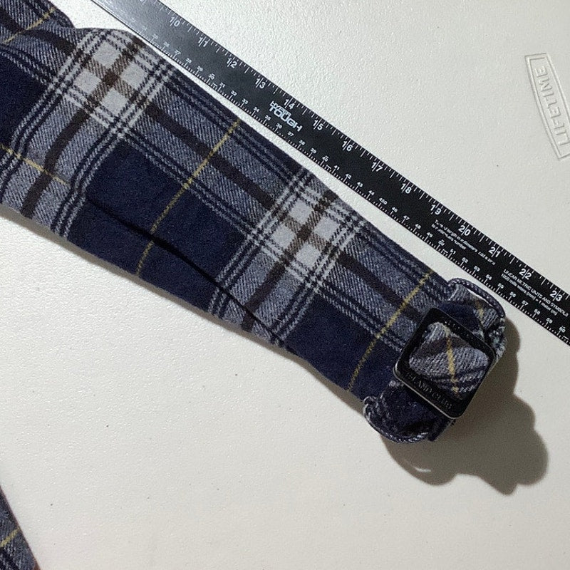 E-LAND Blue Plaid Double Breasted Peacoat XS (160/84) — Preppy, Classic, Fall