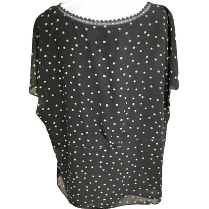 Apostrophe Woman Black Polka Dot Top 20W - Polka Dot, Chic, V-Neck