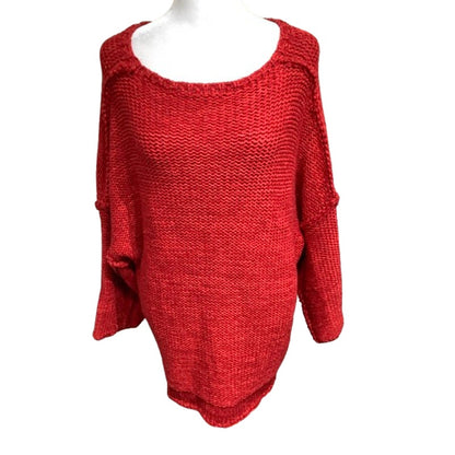 Easel Bright Red Sweater with 3/4 Sleeves - Sz Small, Cozy, Boho, Trendy