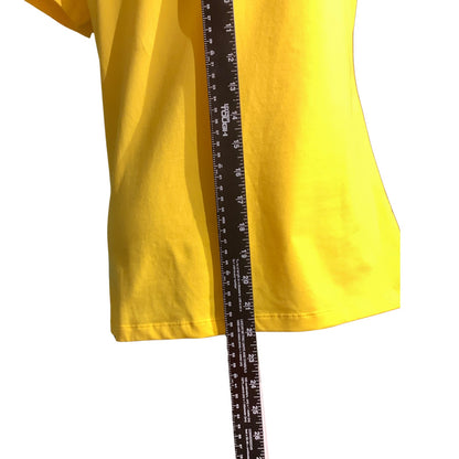 Mangopop Yellow Square Neck Top Women’s LG — Short Sleeve, Stretch, Casual