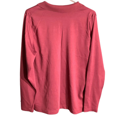 Lands’ End Burgundy Long Sleeve Polo Women’s XL— Casual, Classic, Button Placket