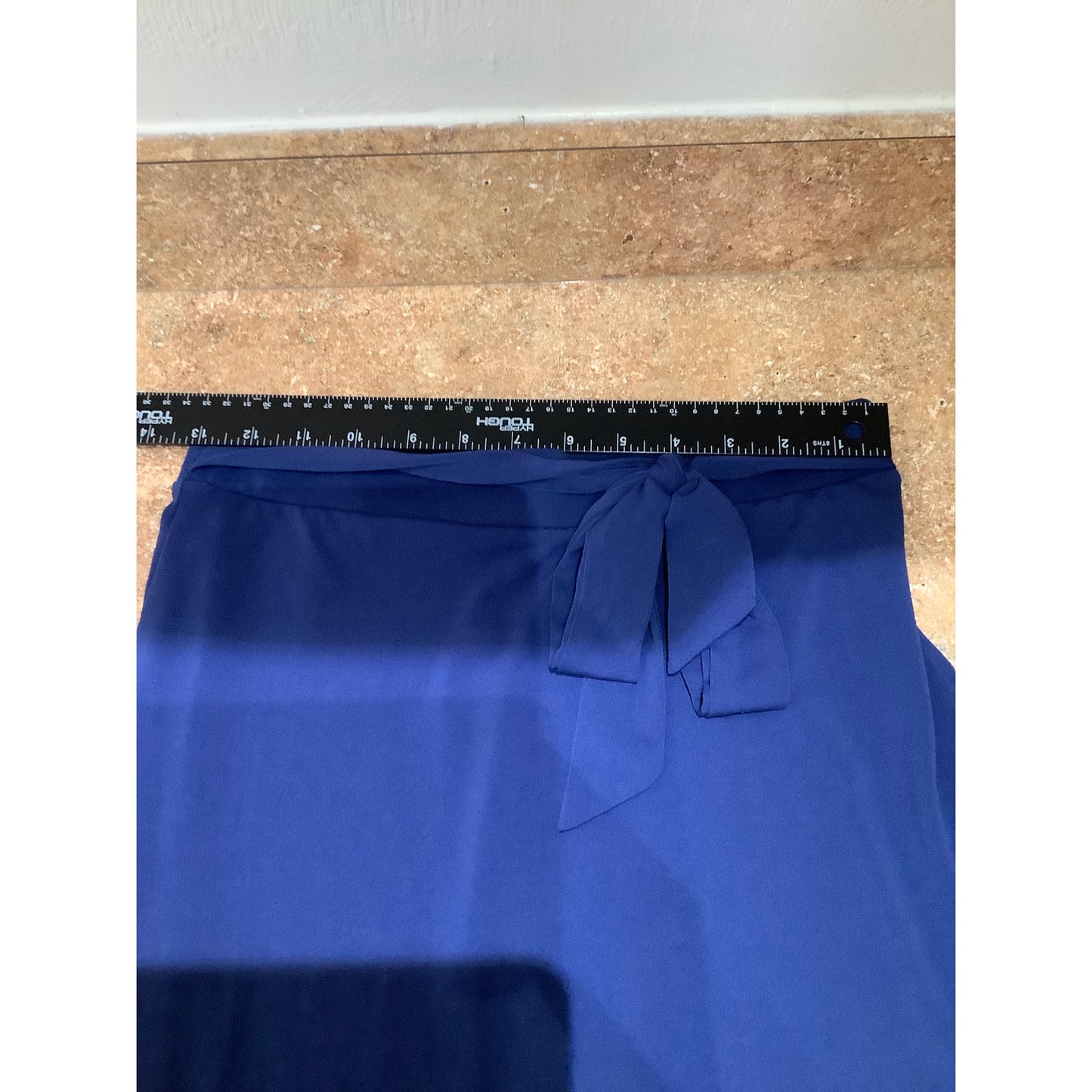 Christian Siriano for C Wonder Blue Asymmetrical Tie Waist Midi Skirt XS Office