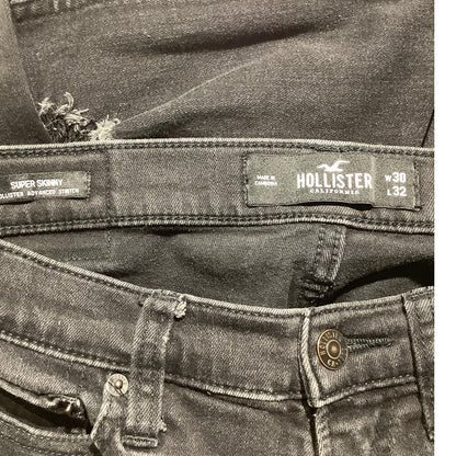 Hollister Super Skinny Jeans Black Men’s 30W 32L — Distressed, Advanced Stretch