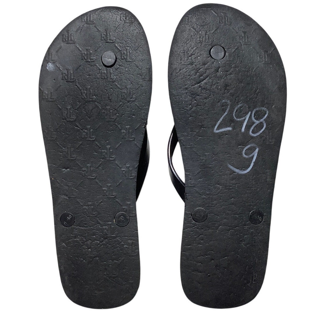 Lauren Ralph Lauren Black Elissa II Flip Flops Women’s 9 —Beach, Coastal, Preppy